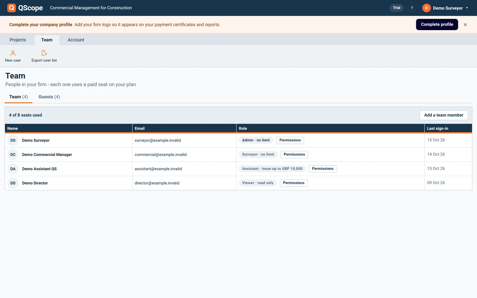 Each person in the firm with their own login, role and permissions