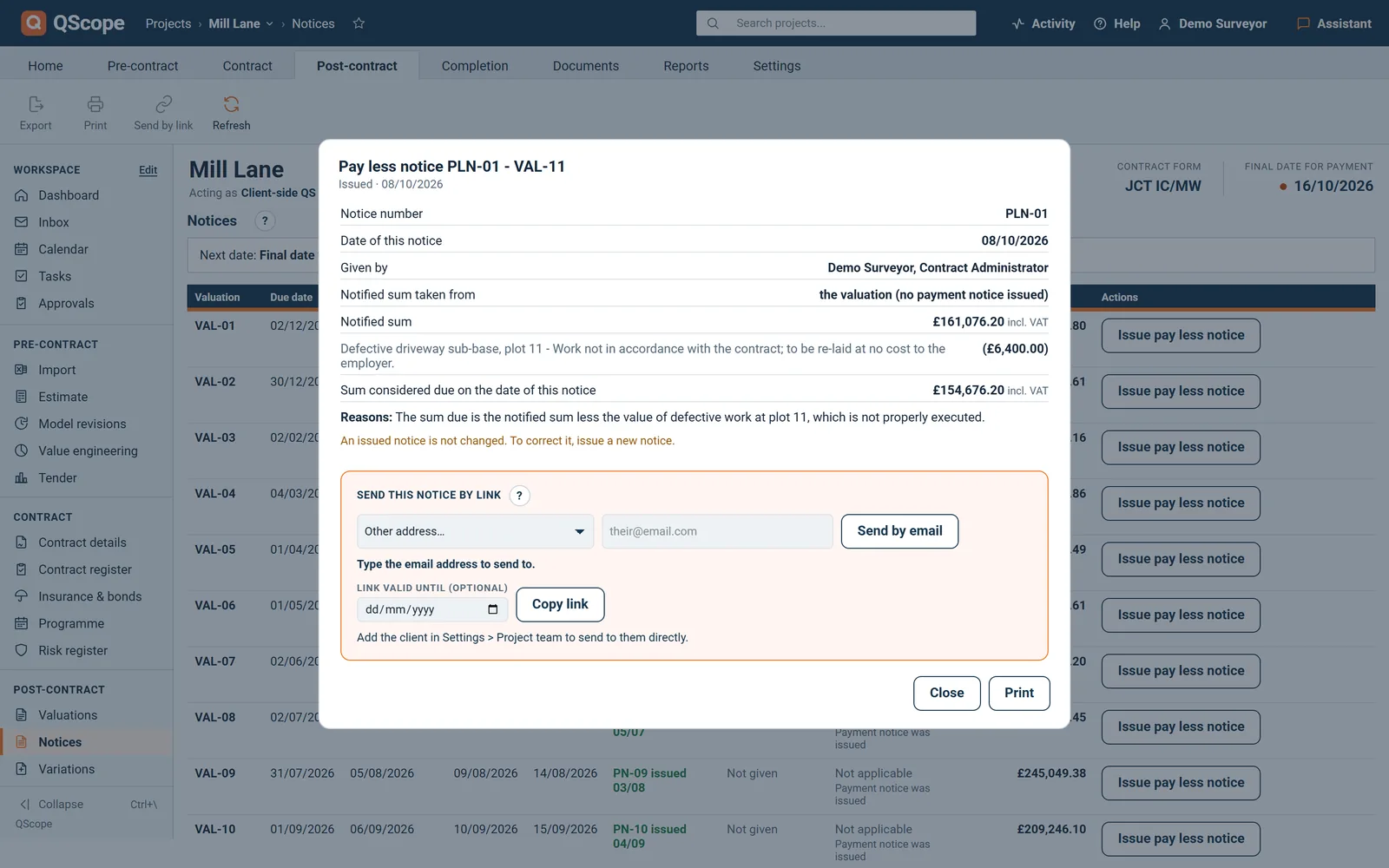 An issued pay less notice: notified sum, the deduction with its reason and the sum considered due
